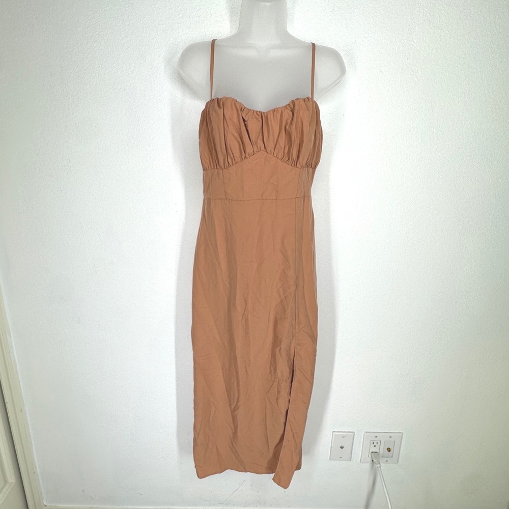 Forever 21 Terracotta Ruched Sweetheart Milkmaid Midi Dress Size S Indie Earthy